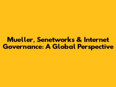Mueller, Senetworks & Internet Governance: A Global Perspective