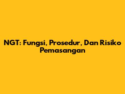 NGT: Fungsi, Prosedur, Dan Risiko Pemasangan