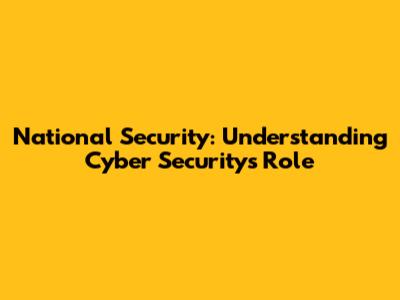 National Security: Understanding Cyber Security's Role