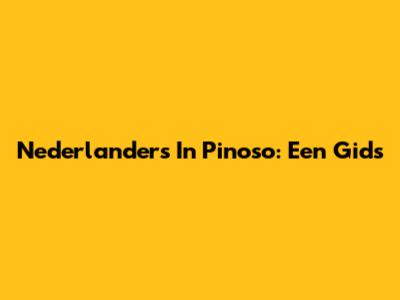 Nederlanders In Pinoso: Een Gids