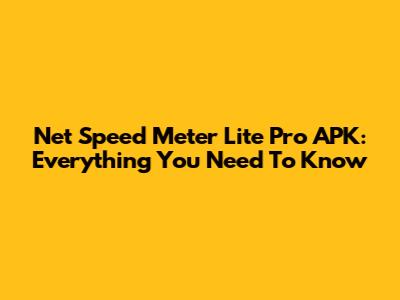 Net Speed Meter Lite Pro APK: Everything You Need To Know