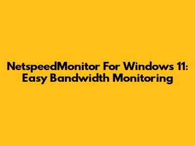NetspeedMonitor For Windows 11: Easy Bandwidth Monitoring