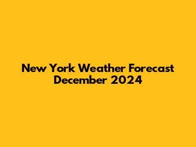 New York Weather Forecast December 2024