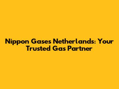 Nippon Gases Netherlands: Your Trusted Gas Partner