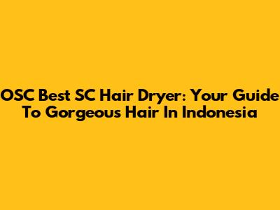 OSC Best SC Hair Dryer: Your Guide To Gorgeous Hair In Indonesia