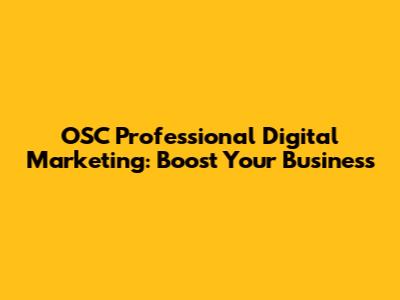 OSC Professional Digital Marketing: Boost Your Business