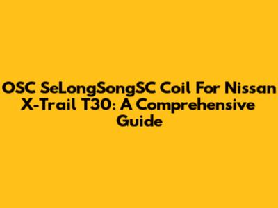 OSC SeLongSongSC Coil For Nissan X-Trail T30: A Comprehensive Guide