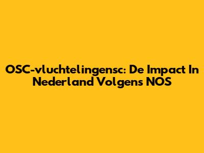 OSC-vluchtelingensc: De Impact In Nederland Volgens NOS
