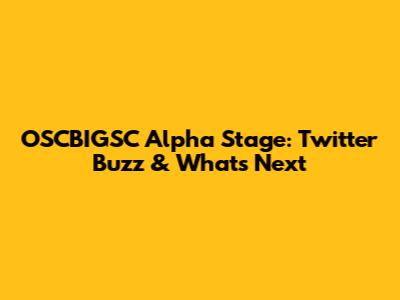 OSCBIGSC Alpha Stage: Twitter Buzz & What's Next