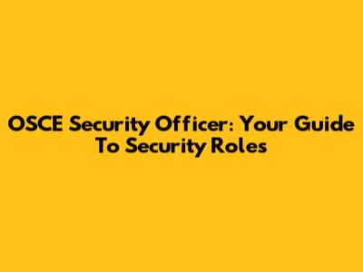 OSCE Security Officer: Your Guide To Security Roles