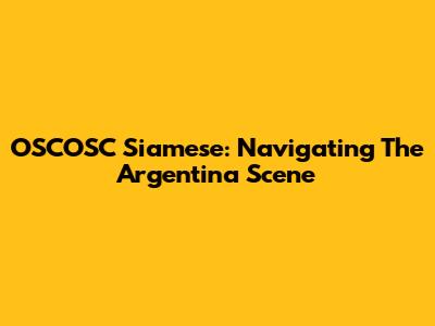 OSCOSC Siamese: Navigating The Argentina Scene
