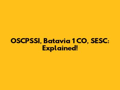 OSCPSSI, Batavia 1 CO, SESC: Explained!