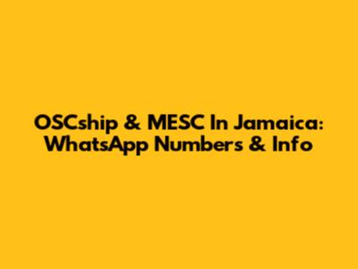 OSCship & MESC In Jamaica: WhatsApp Numbers & Info
