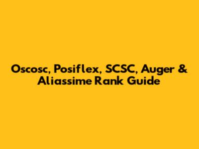 Oscosc, Posiflex, SCSC, Auger & Aliassime Rank Guide