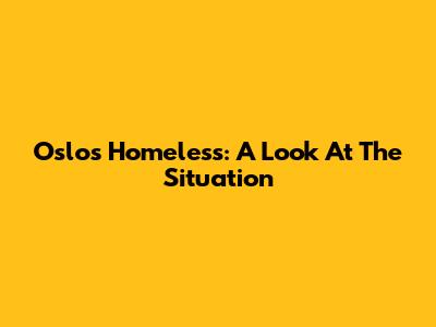 Oslo's Homeless: A Look At The Situation