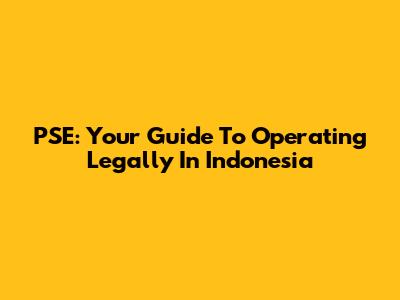 PSE: Your Guide To Operating Legally In Indonesia