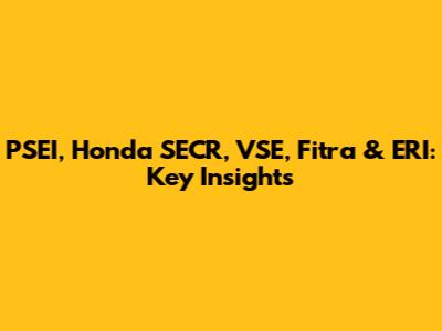 PSEI, Honda SECR, VSE, Fitra & ERI: Key Insights