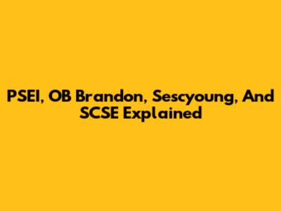 PSEI, OB Brandon, Sescyoung, And SCSE Explained
