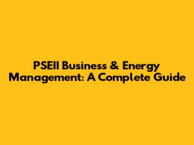 PSEII Business & Energy Management: A Complete Guide