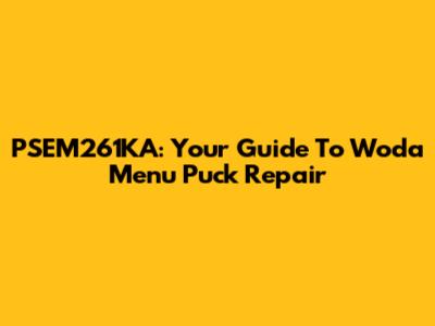 PSEM261KA: Your Guide To Woda Menu Puck Repair