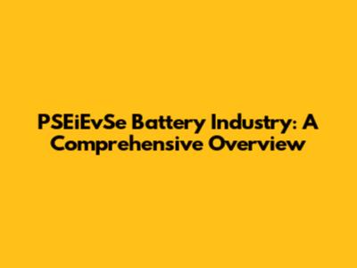 PSEiEvSe Battery Industry: A Comprehensive Overview