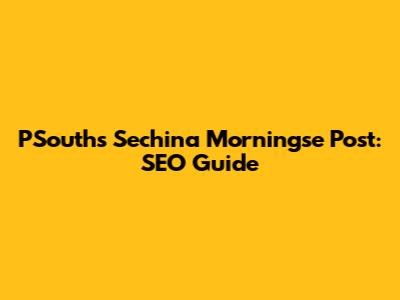 PSouth's Sechina Morningse Post: SEO Guide