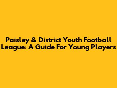 Paisley & District Youth Football League: A Guide For Young Players