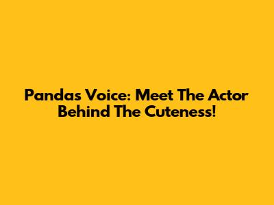 Panda's Voice: Meet The Actor Behind The Cuteness!