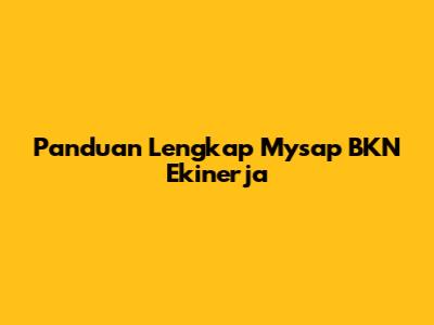 Panduan Lengkap Mysap BKN Ekinerja