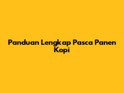Panduan Lengkap Pasca Panen Kopi
