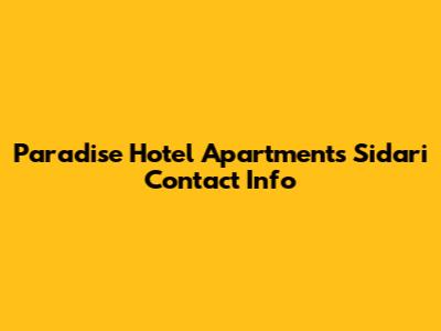 Paradise Hotel Apartments Sidari Contact Info