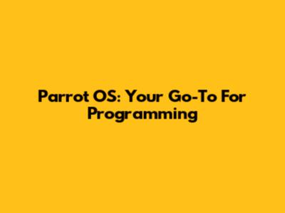 Parrot OS: Your Go-To For Programming