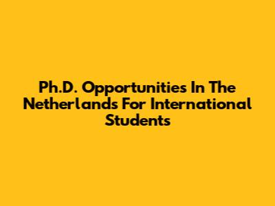 Ph.D. Opportunities In The Netherlands For International Students