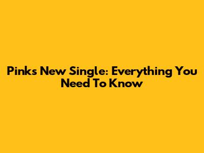 Pink's New Single: Everything You Need To Know