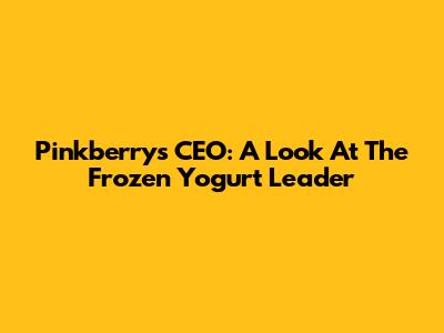Pinkberry's CEO: A Look At The Frozen Yogurt Leader