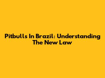 Pitbulls In Brazil: Understanding The New Law