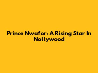 Prince Nwafor: A Rising Star In Nollywood