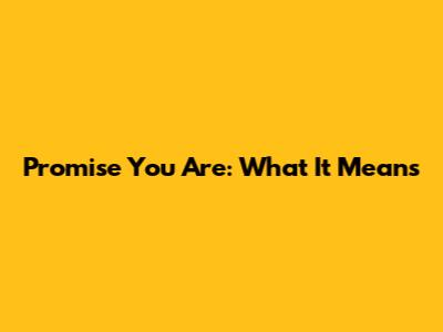 Promise You Are: What It Means