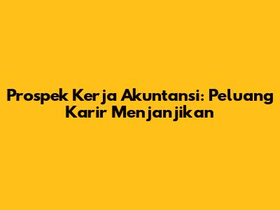 Prospek Kerja Akuntansi: Peluang Karir Menjanjikan