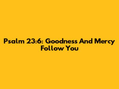 Psalm 23:6: Goodness And Mercy Follow You