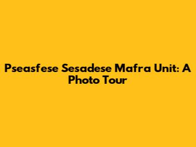 Pseasfese Sesadese Mafra Unit: A Photo Tour
