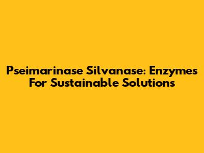 Pseimarinase Silvanase: Enzymes For Sustainable Solutions