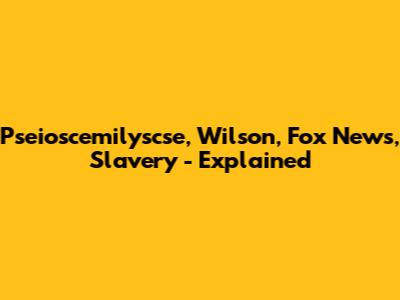 Pseioscemilyscse, Wilson, Fox News, Slavery - Explained