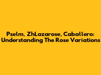 Pselm, ZhLazarose, Caballero: Understanding The Rose Variations