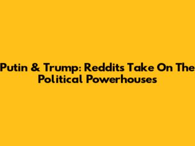 Putin & Trump: Reddit's Take On The Political Powerhouses