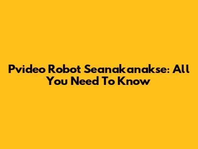 Pvideo Robot Seanakanakse: All You Need To Know