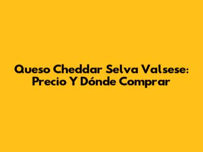 Queso Cheddar Selva Valsese: Precio Y Dónde Comprar