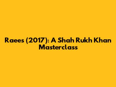 Raees (2017): A Shah Rukh Khan Masterclass