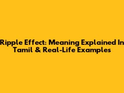 Ripple Effect: Meaning Explained In Tamil & Real-Life Examples