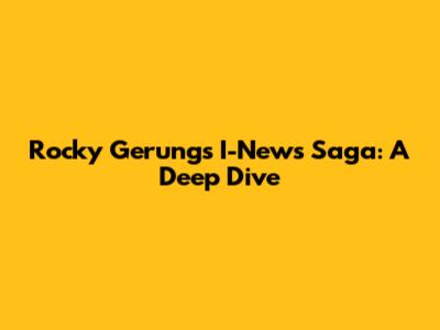 Rocky Gerung's I-News Saga: A Deep Dive